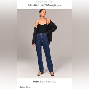 Abercrombie ultra high rise 90s straight jean in dark wash